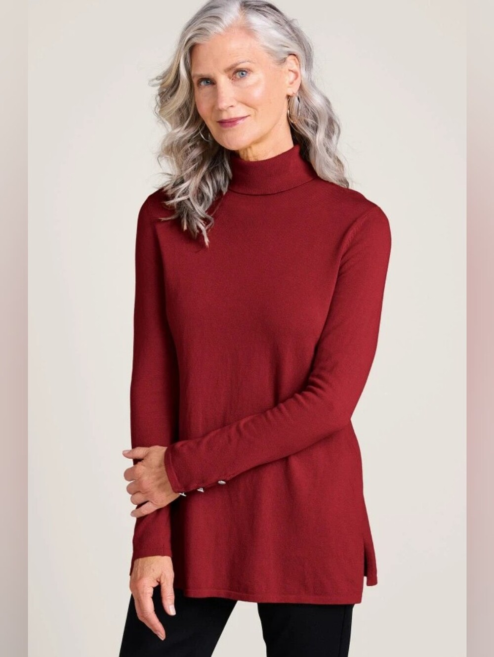 NWT Soft Surroundings Deidre Sweater Cranberry Spritz Size PM Classic Knit Top